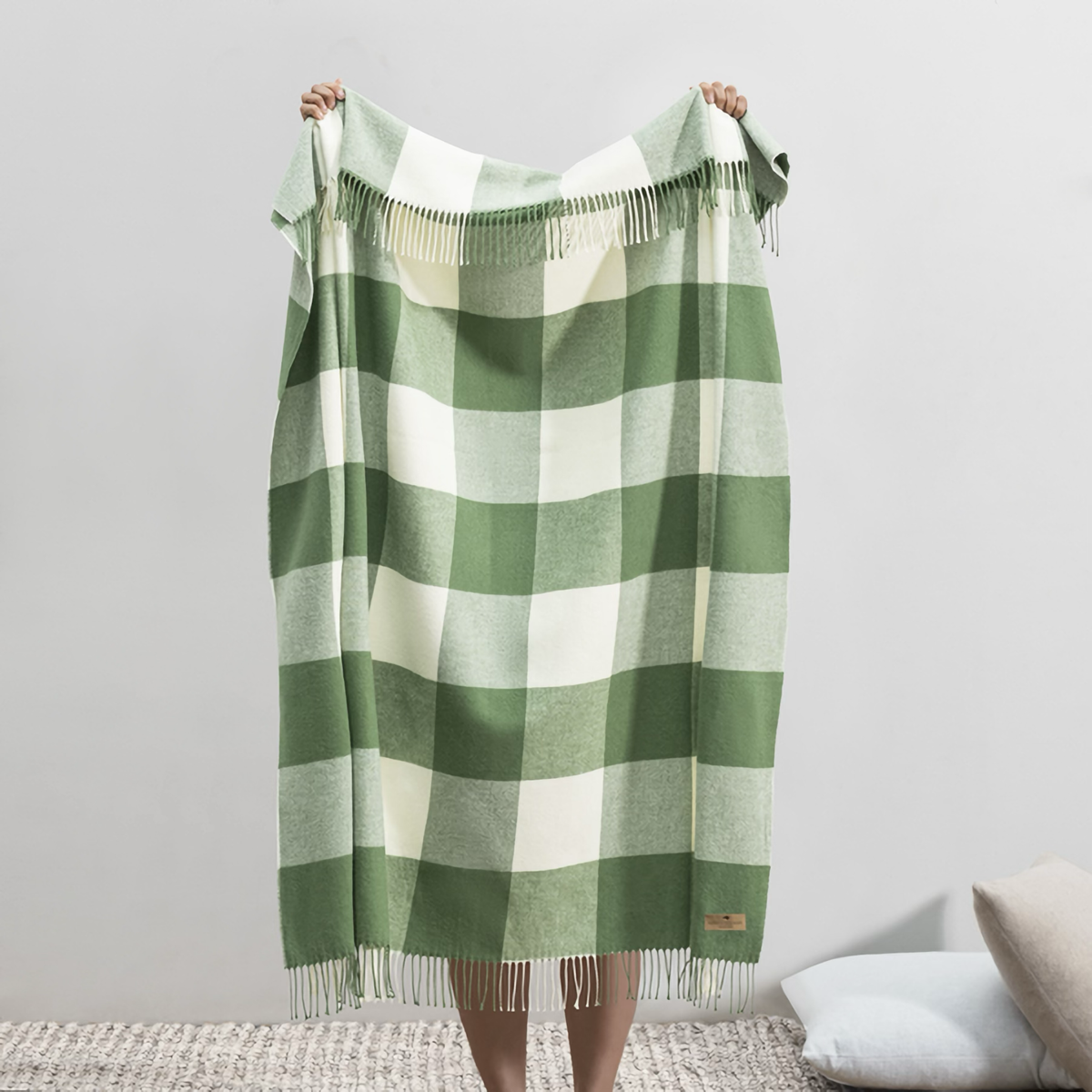 Hanging Lands Downunder Buffalo Check Throw in Olive Color