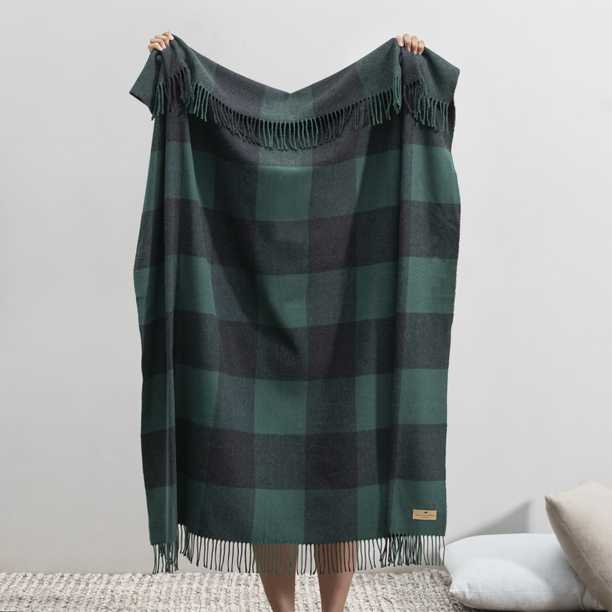 Hanging Lands Downunder Buffalo Check Throw in Pine and Graphite Color