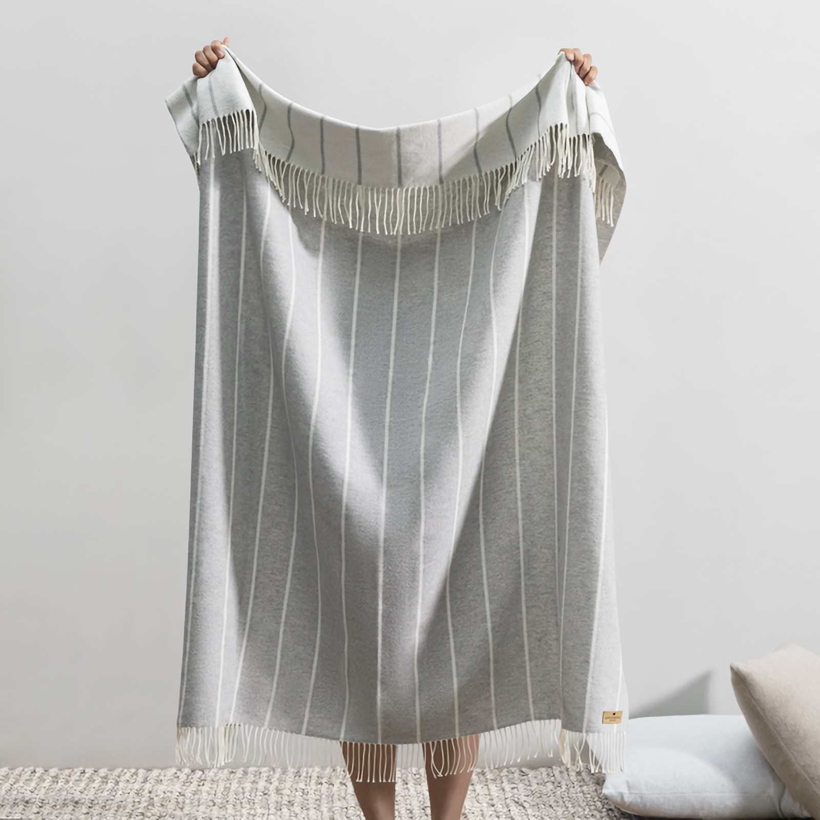 Folded Lands Downunder Fiji Stripe Throw in Light Gray Color