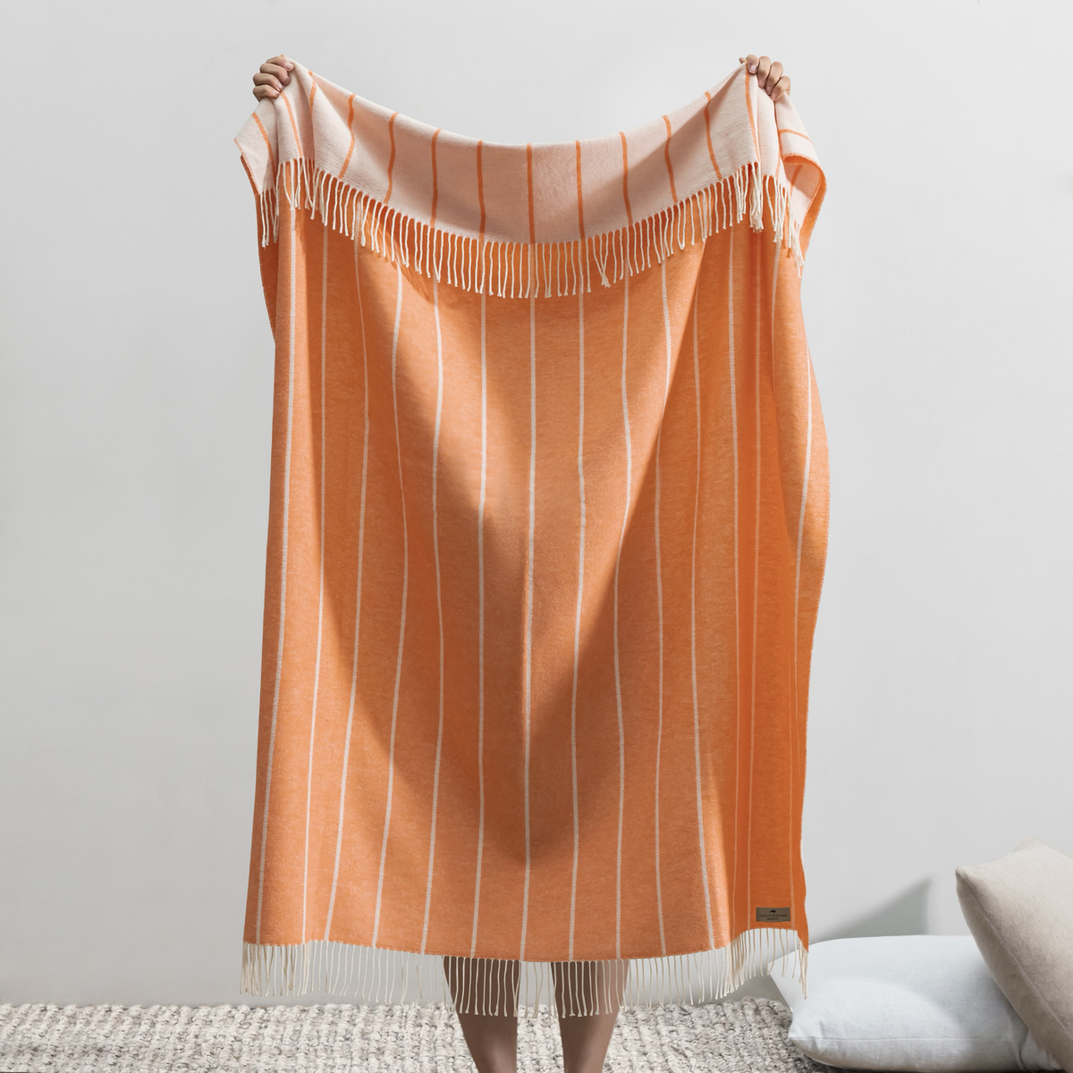 Hanging Lands Downunder Fiji Stripe Throw in Papaya Color