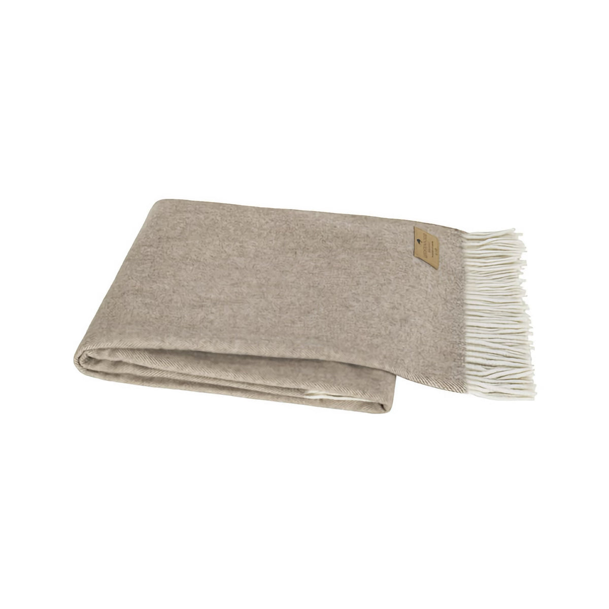 Folded Lands Downunder Herringbone Cashmere Throw in Taupe color