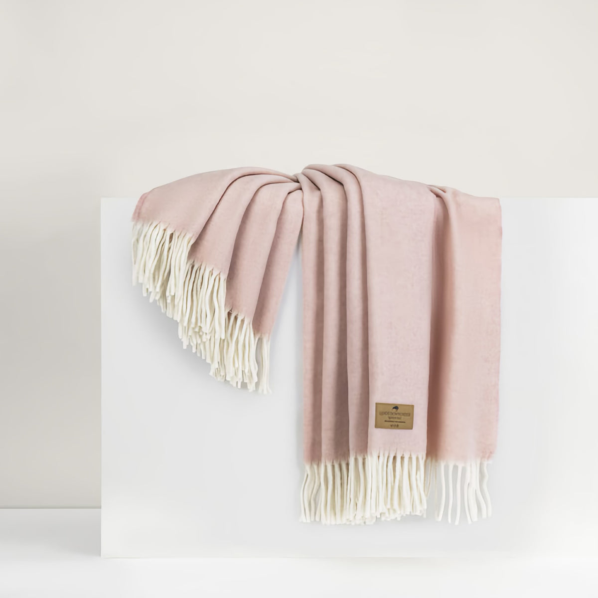 Lands Downunder Herringbone Cashmere Throw in Pink color