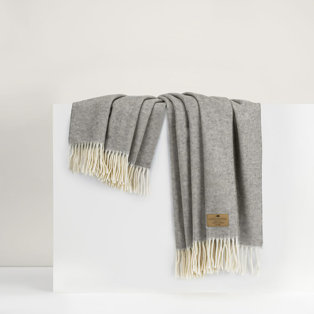 Lands Downunder Herringbone Cashmere Throw in Silver color
