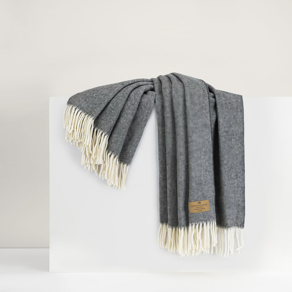 Lands Downunder Herringbone Cashmere Throw in Slate color
