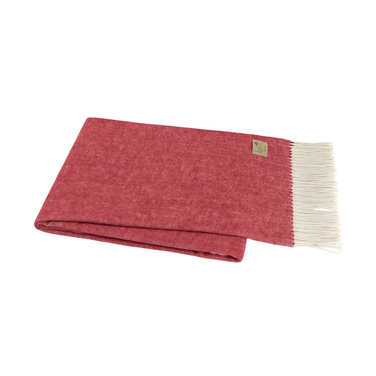 Folded Lands Downunder Italian Herringbone Throw in Red Poppy Color