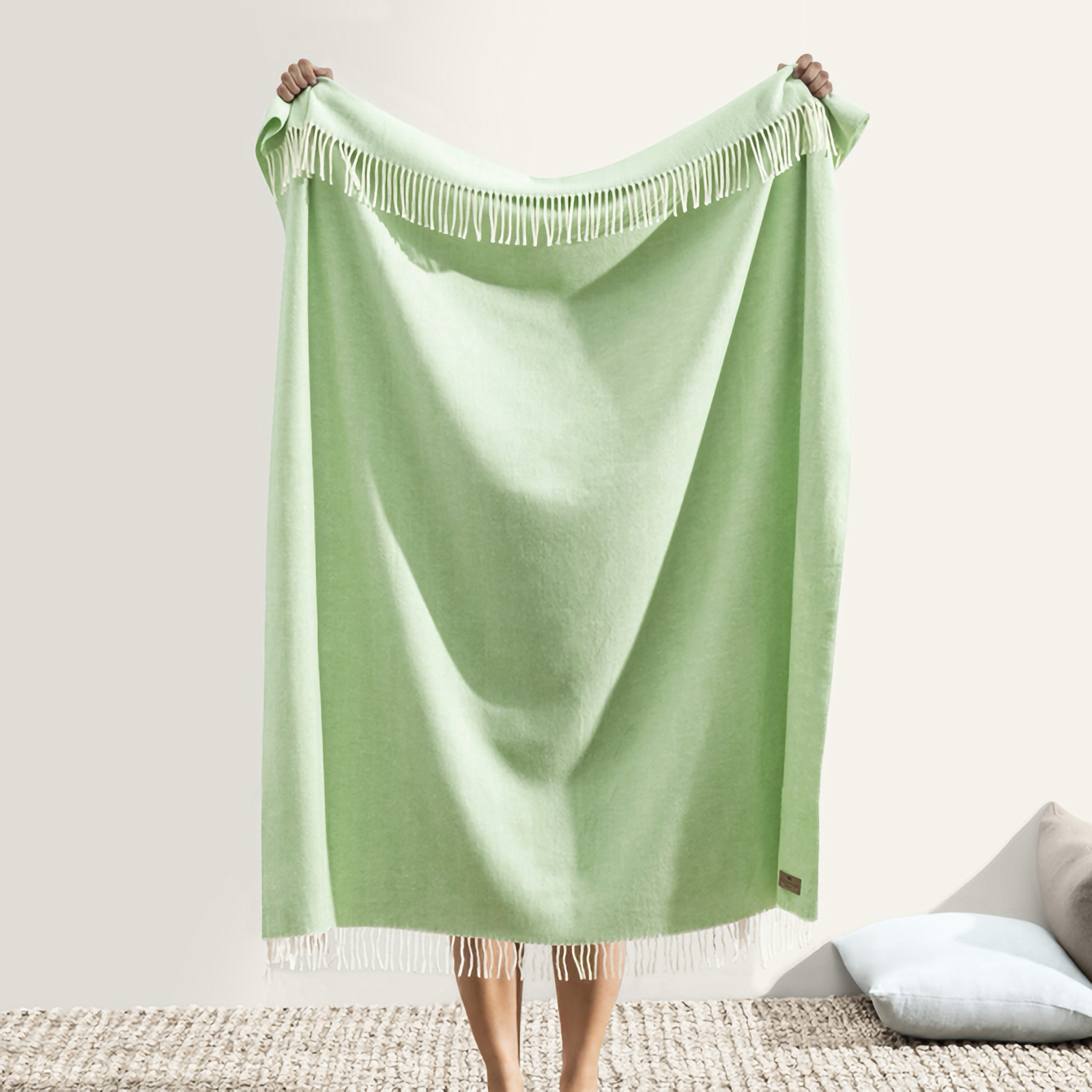 Lands Downunder Italian Herringbone Throw in Agave Color