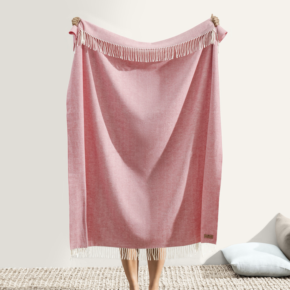 Hanging Lands Downunder Italian Herringbone Throw in Berry Sorbet Color