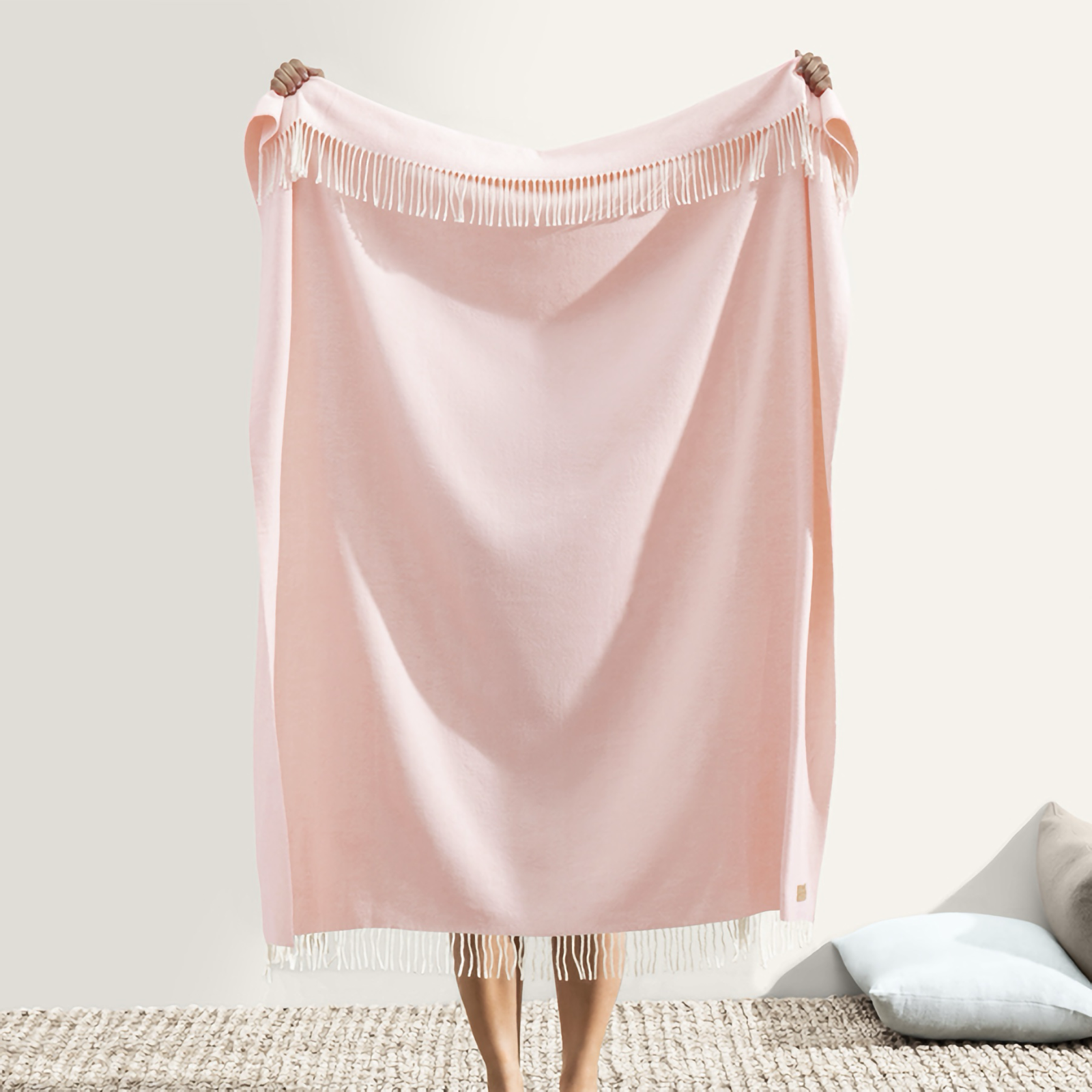 Lands Downunder Italian Herringbone Throw in Blush Color