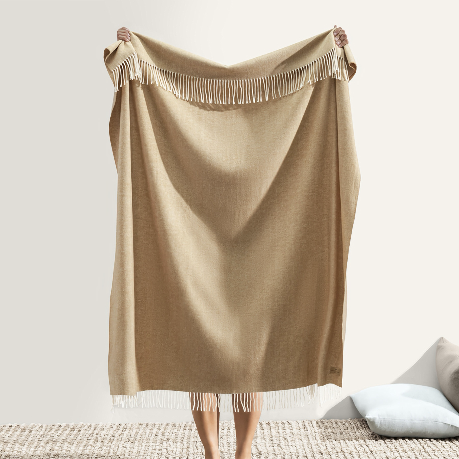 Lands Downunder Italian Herringbone Throw in Caramel Color