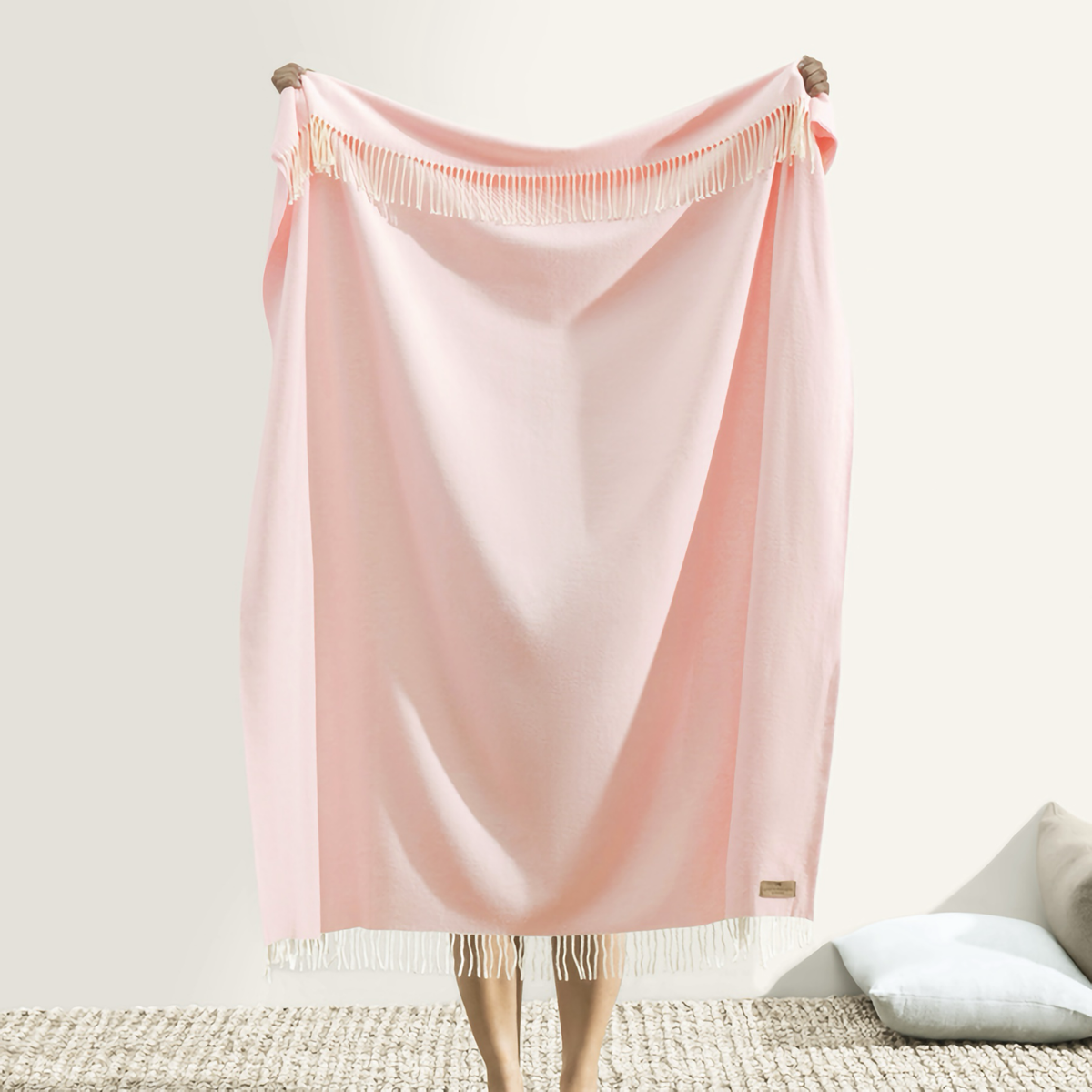 Hanging Lands Downunder Italian Herringbone Throw in Cherry Blossom Color