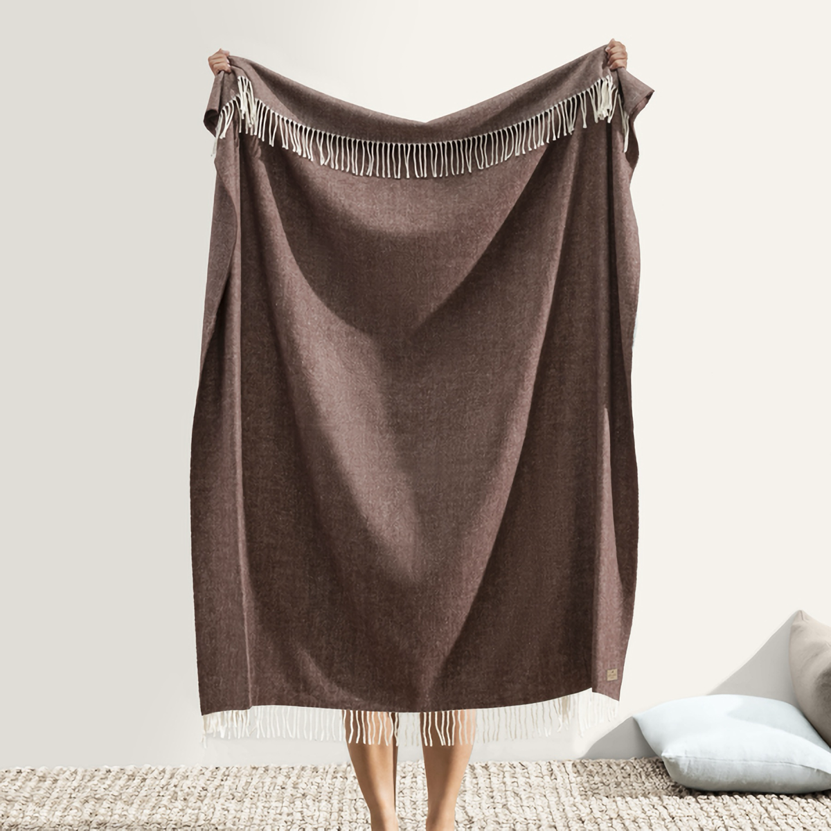 Hanging Lands Downunder Italian Herringbone Throw in Chocolate Color