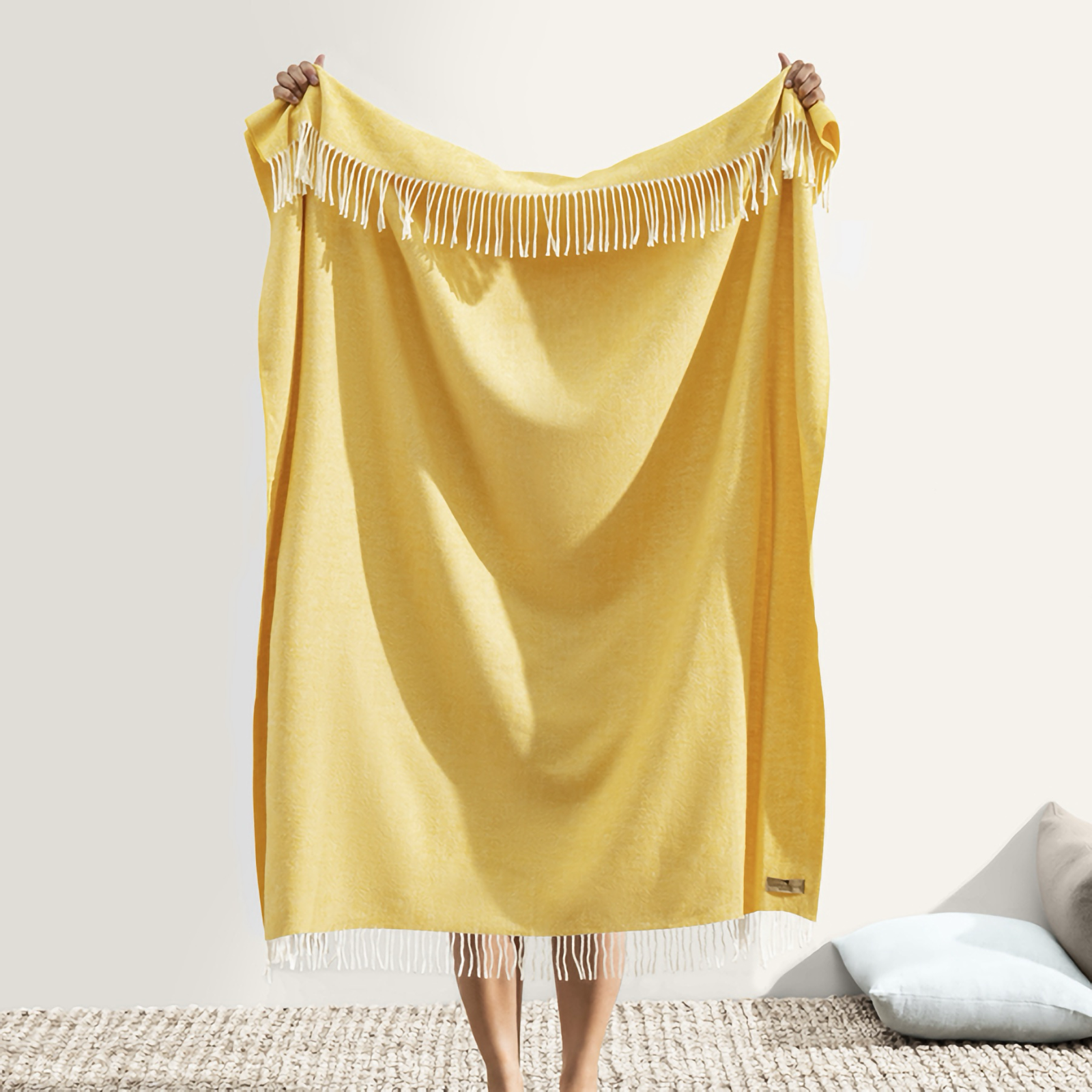 Lands Downunder Italian Herringbone Throw in Cider Color