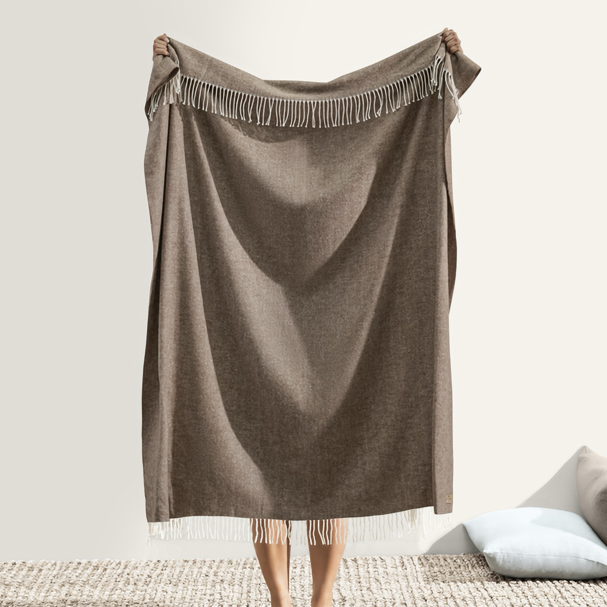 Hanging Lands Downunder Italian Herringbone Throw in Cocoa Color