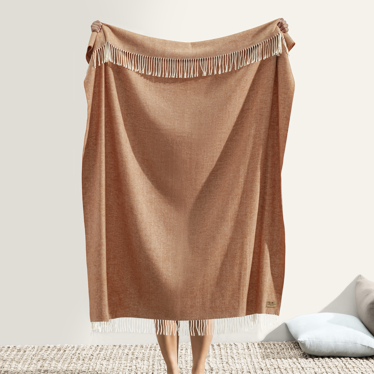 Hanging Lands Downunder Italian Herringbone Throw in Copper Color