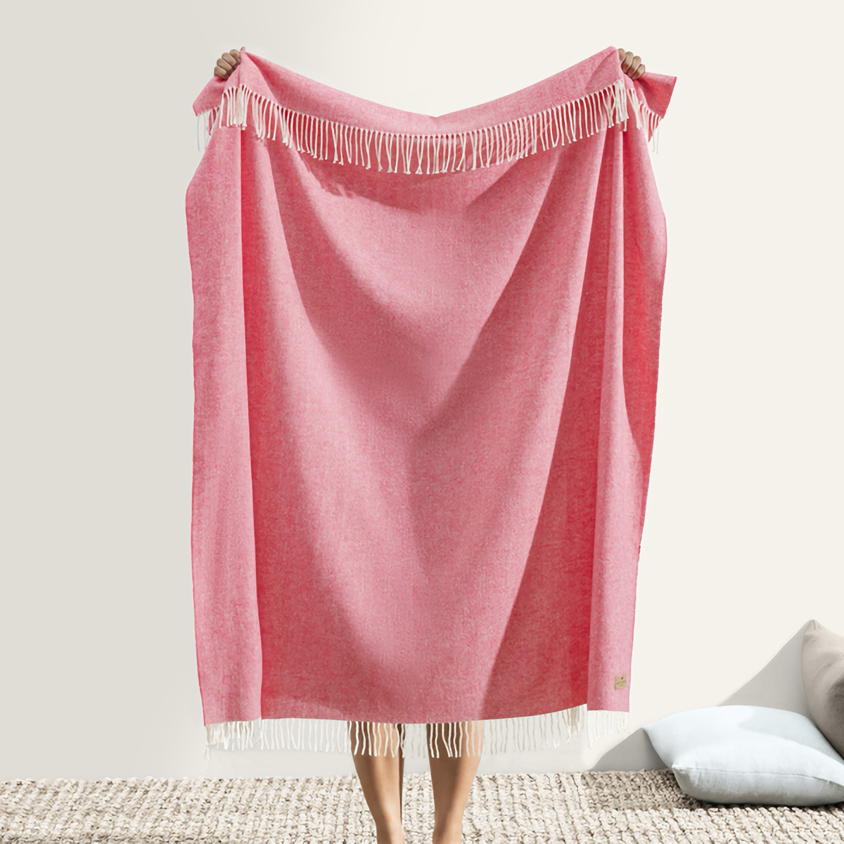 Hanging Lands Downunder Italian Herringbone Throw in Coral Color