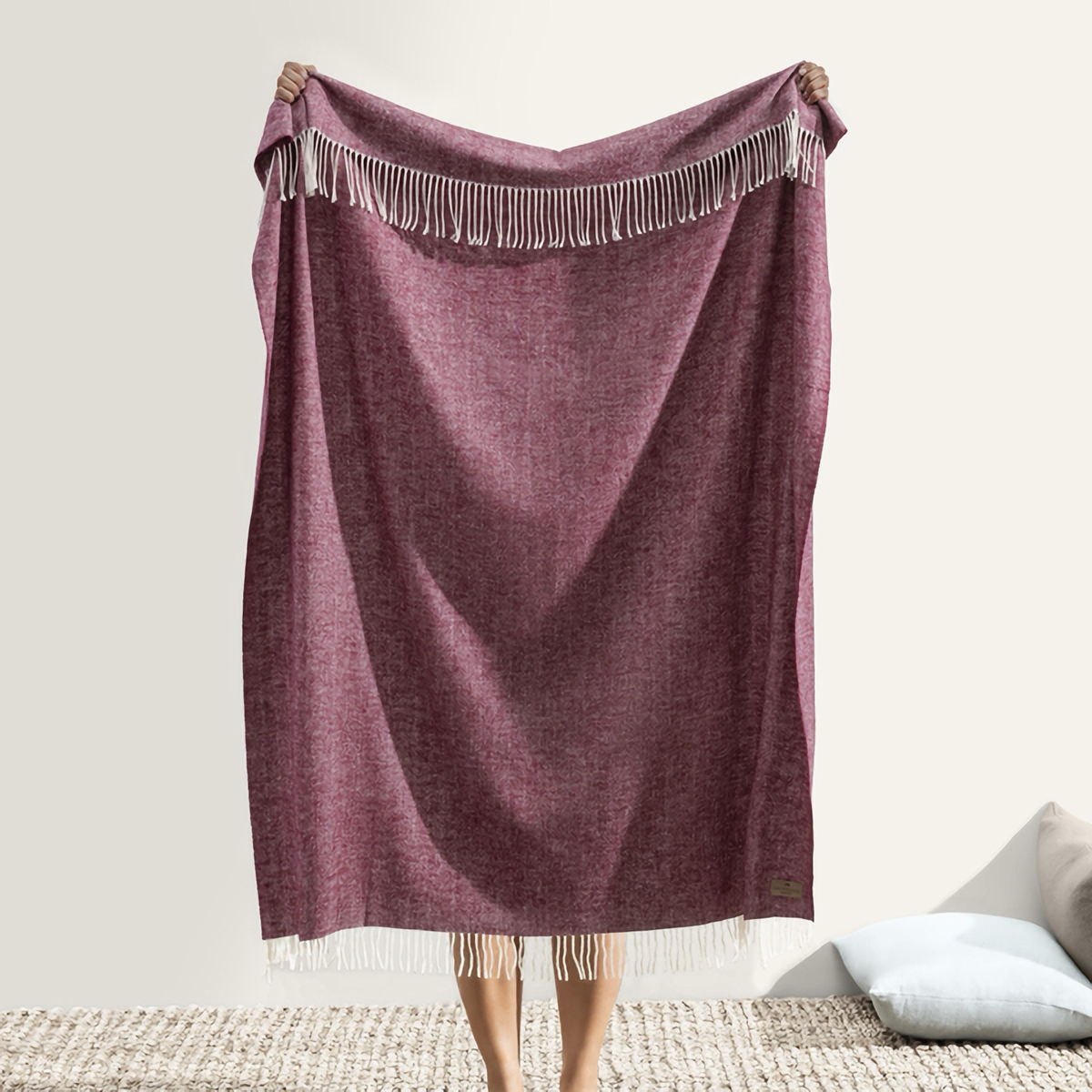 Hanging Lands Downunder Italian Herringbone Throw in Deep Merlot Color