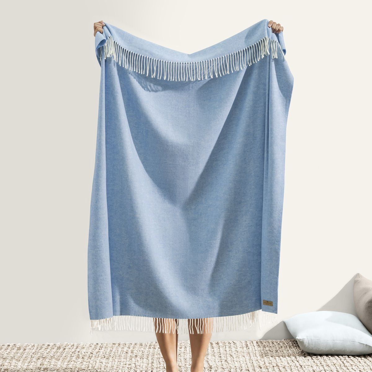 Hanging Lands Downunder Italian Herringbone Throw in Denim Color