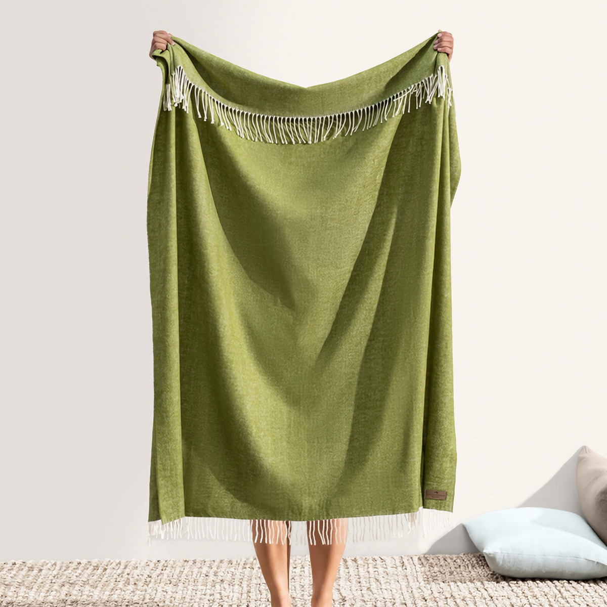 Hanging Lands Downunder Italian Herringbone Throw in Fern Color