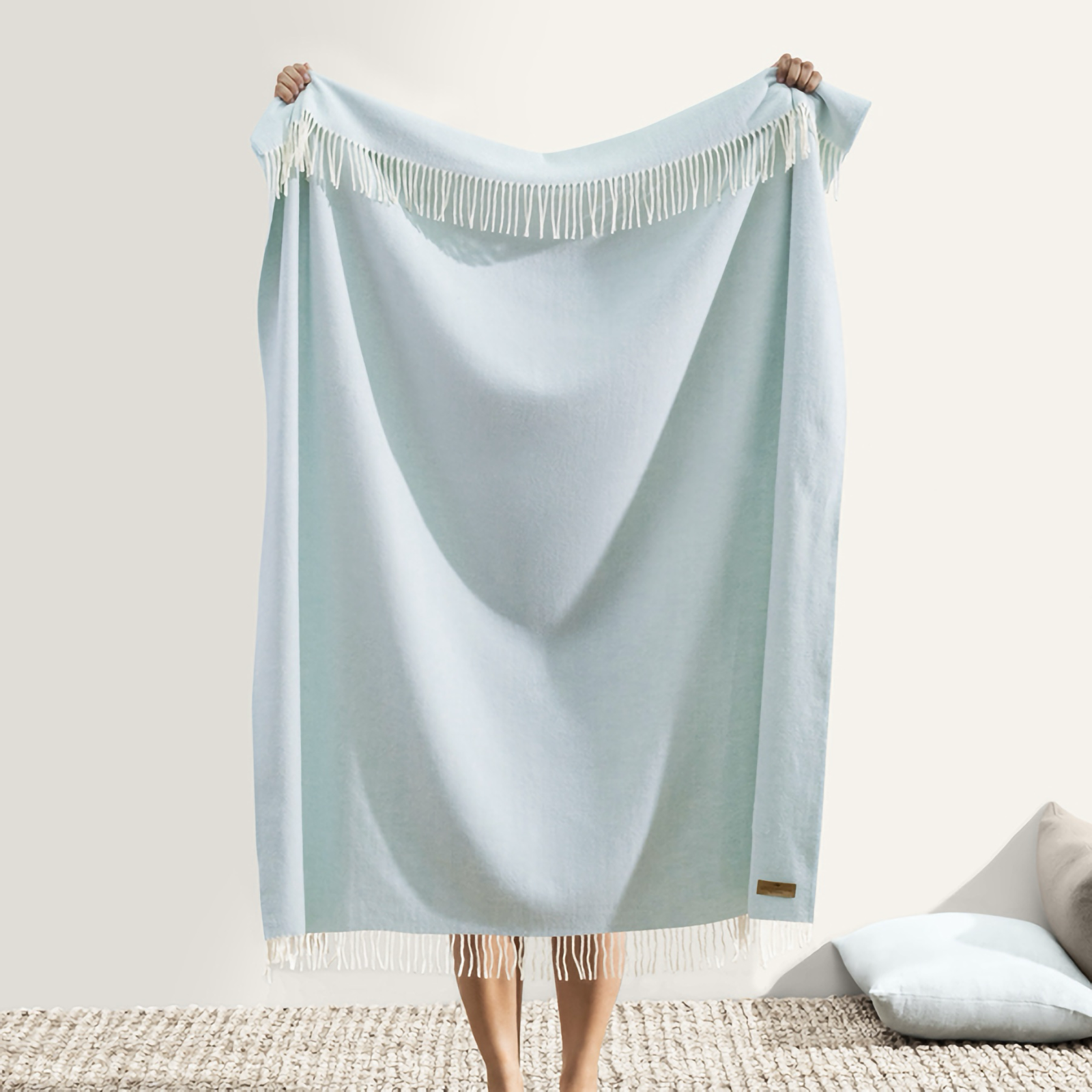 Lands Downunder Italian Herringbone Throw in Glacier Color