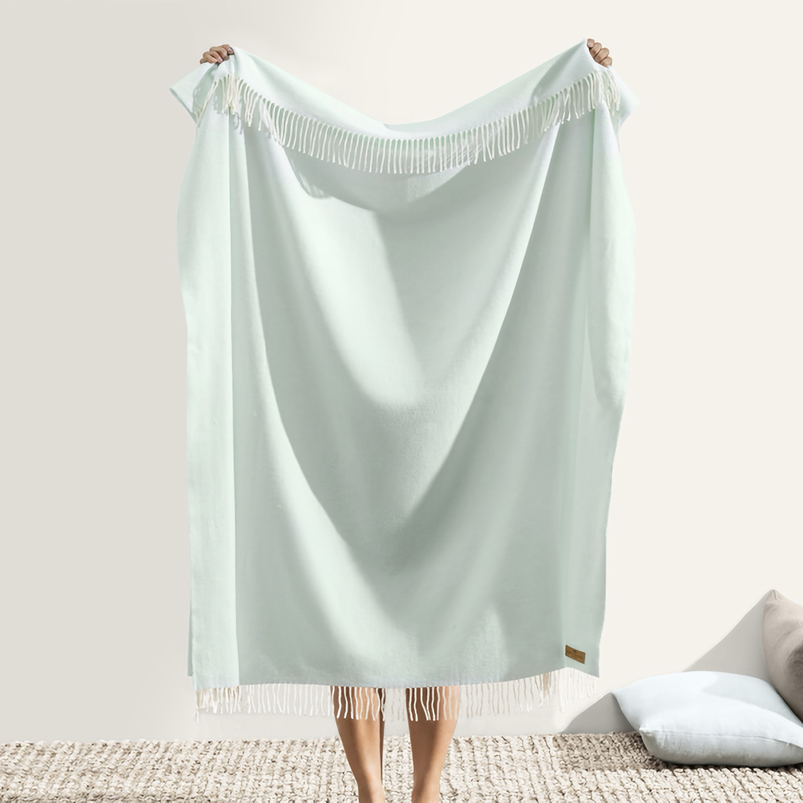 Lands Downunder Italian Herringbone Throw in Ice Blue Color