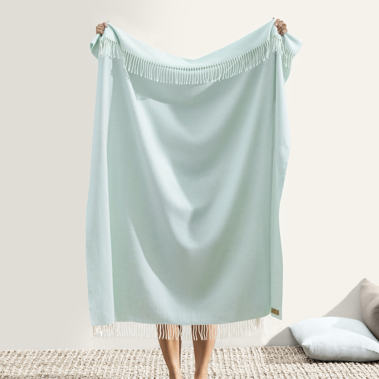 Lands Downunder Italian Herringbone Throw in Lagoon Color