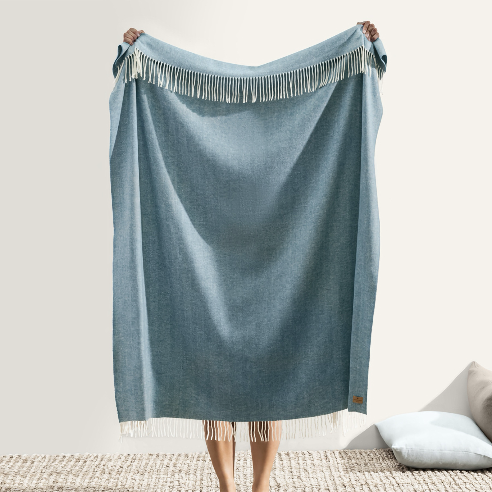 Lands Downunder Italian Herringbone Throw in Lake Color