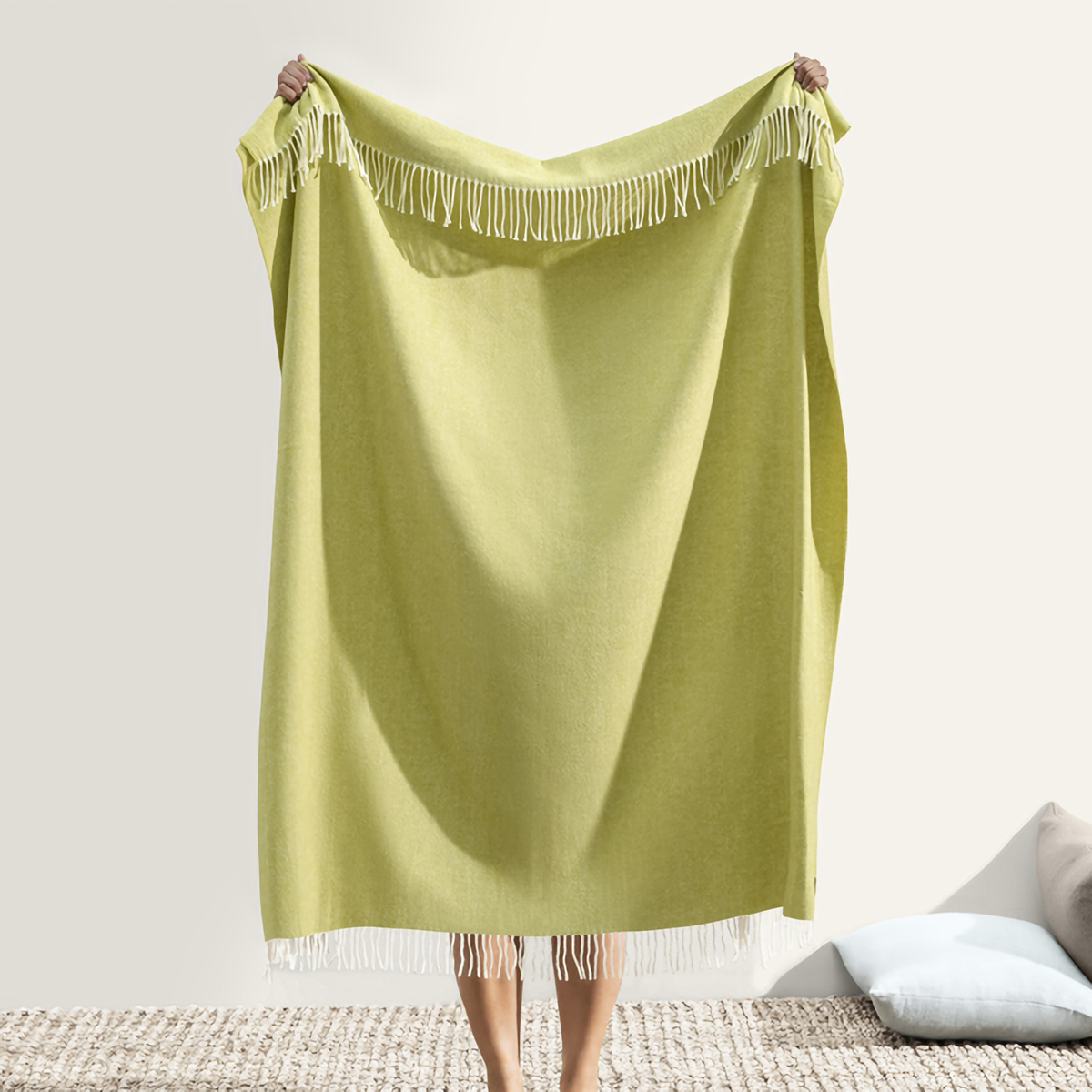 Hanging Lands Downunder Italian Herringbone Throw in Lemongrass Color