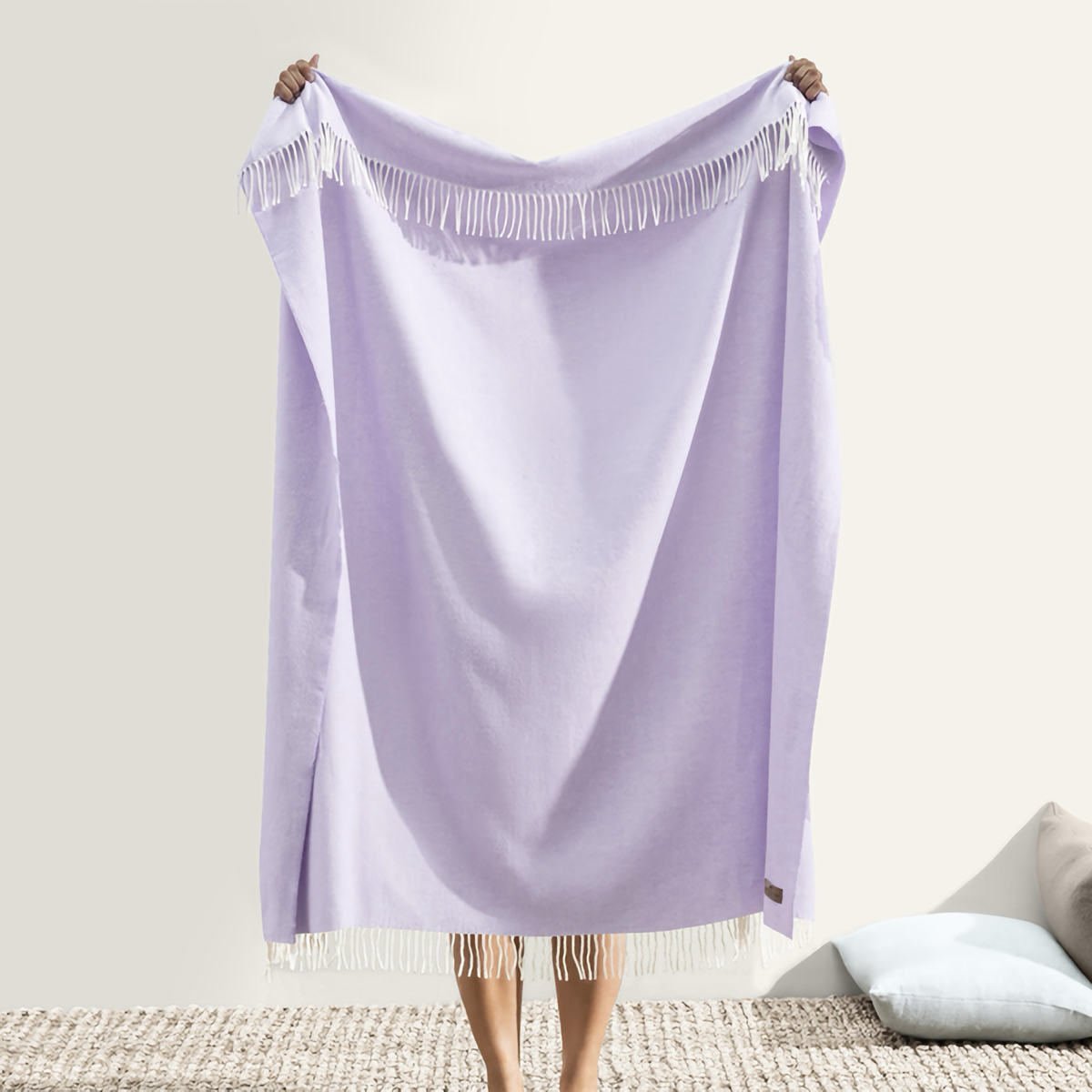 Hanging Lands Downunder Italian Herringbone Throw in Lilac Color