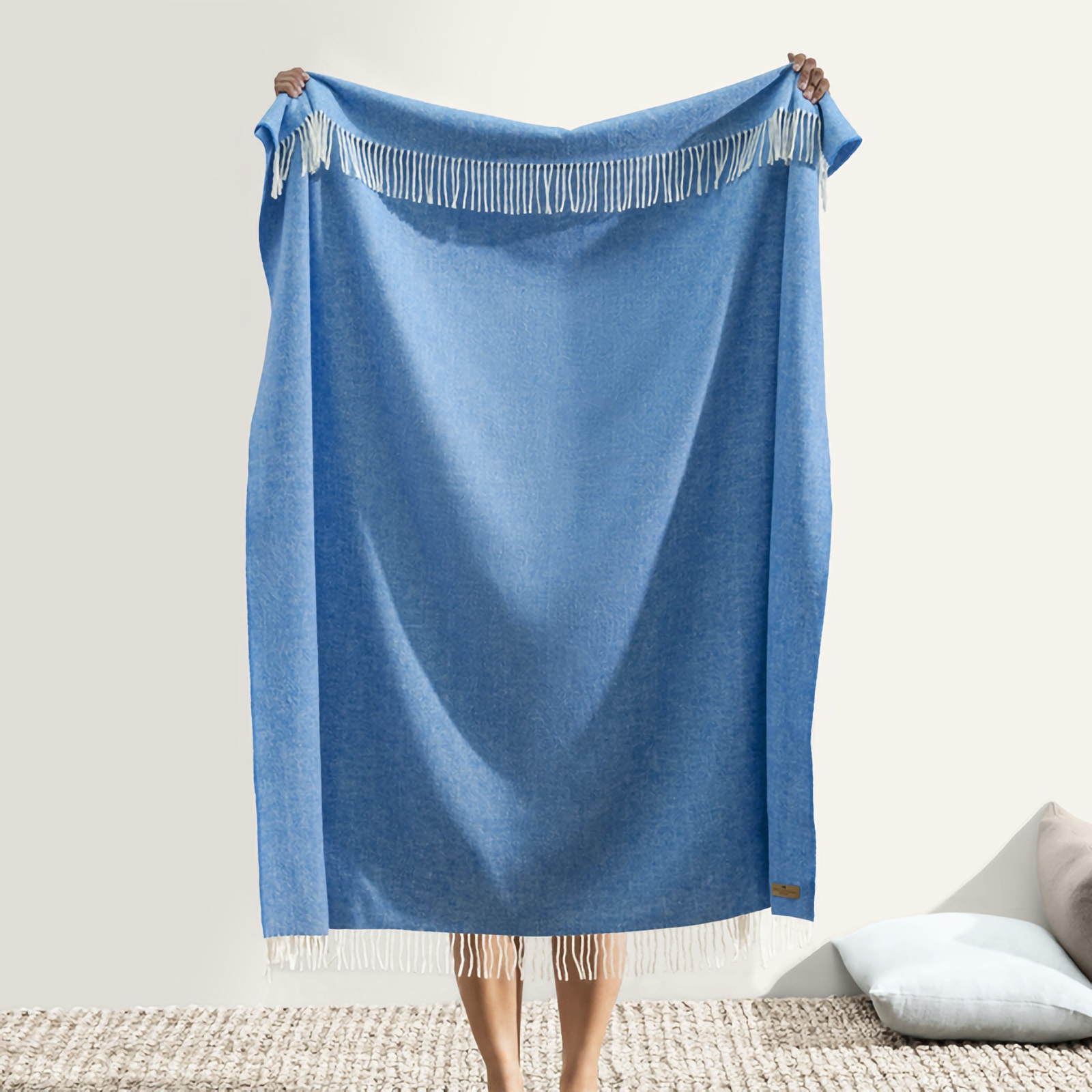 Lands Downunder Italian Herringbone Throw in Marina Color