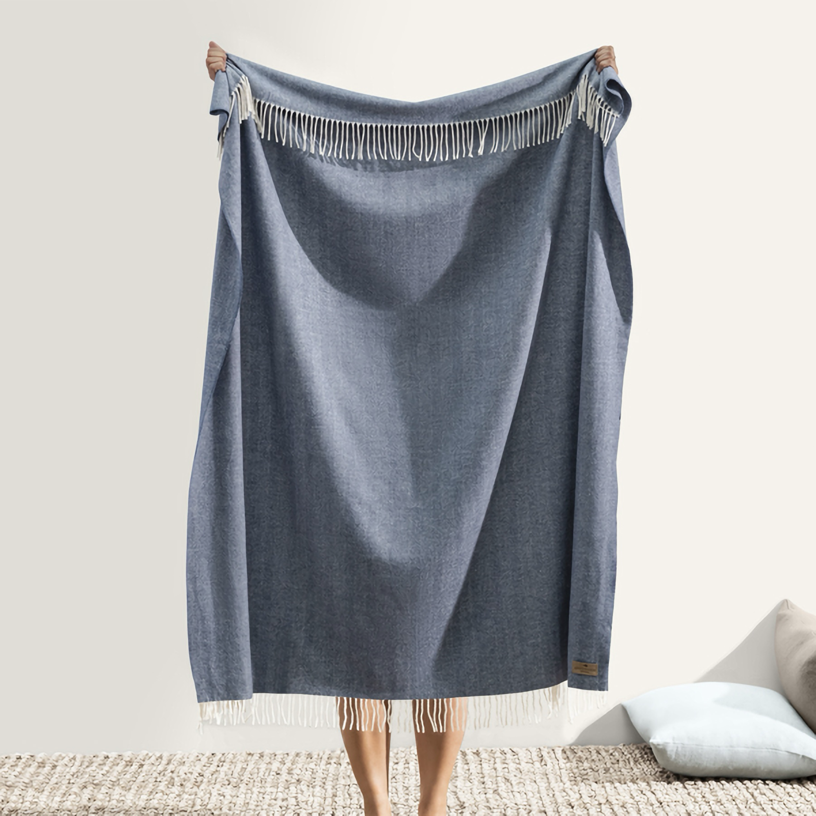 Lands Downunder Italian Herringbone Throw in Midnight Color