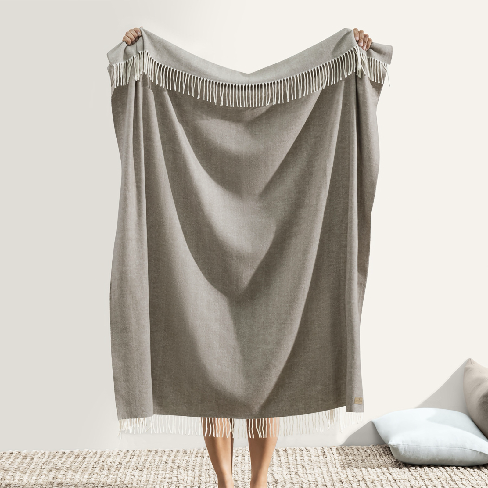 Lands Downunder Italian Herringbone Throw in Mink Color