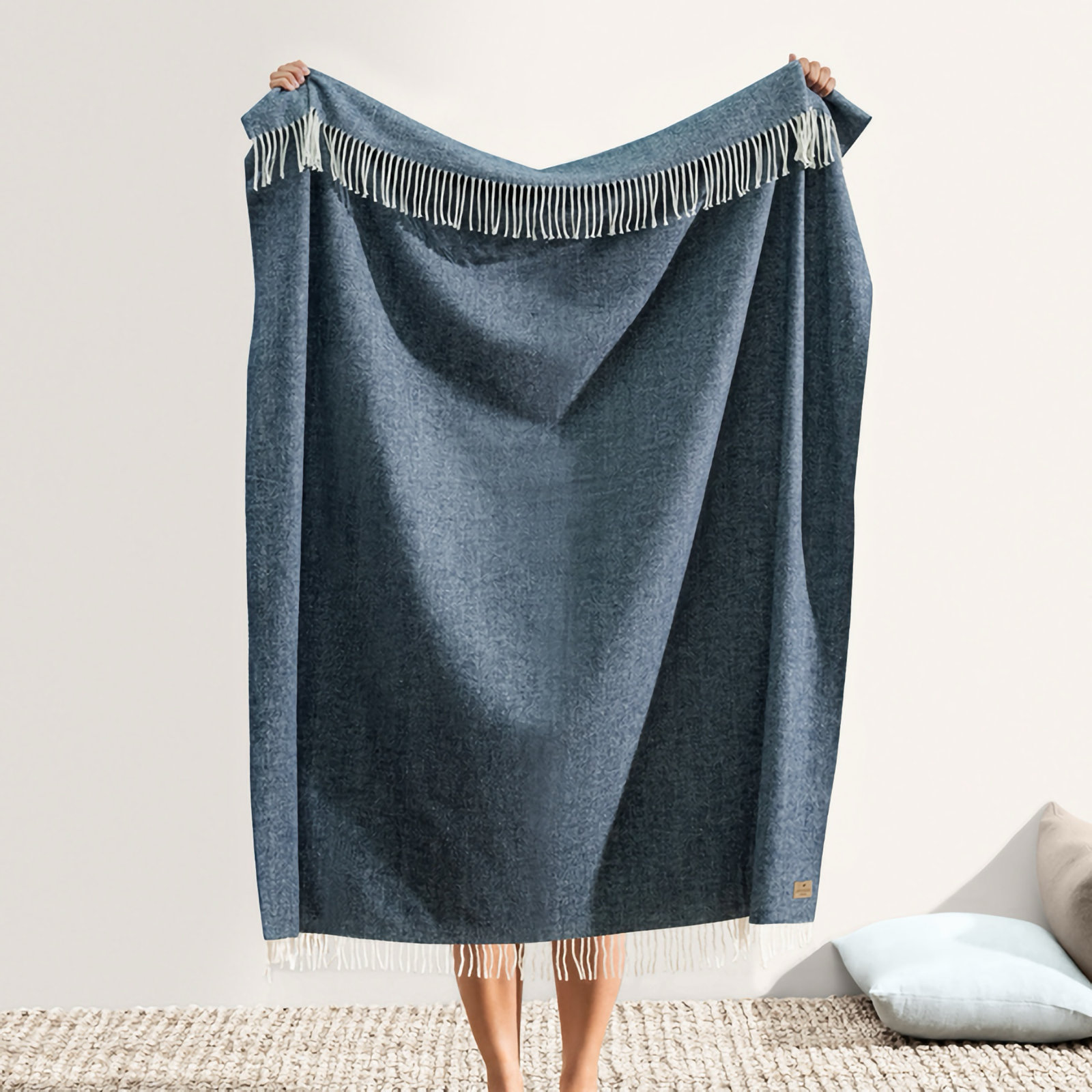 Lands Downunder Italian Herringbone Throw in Navy Color