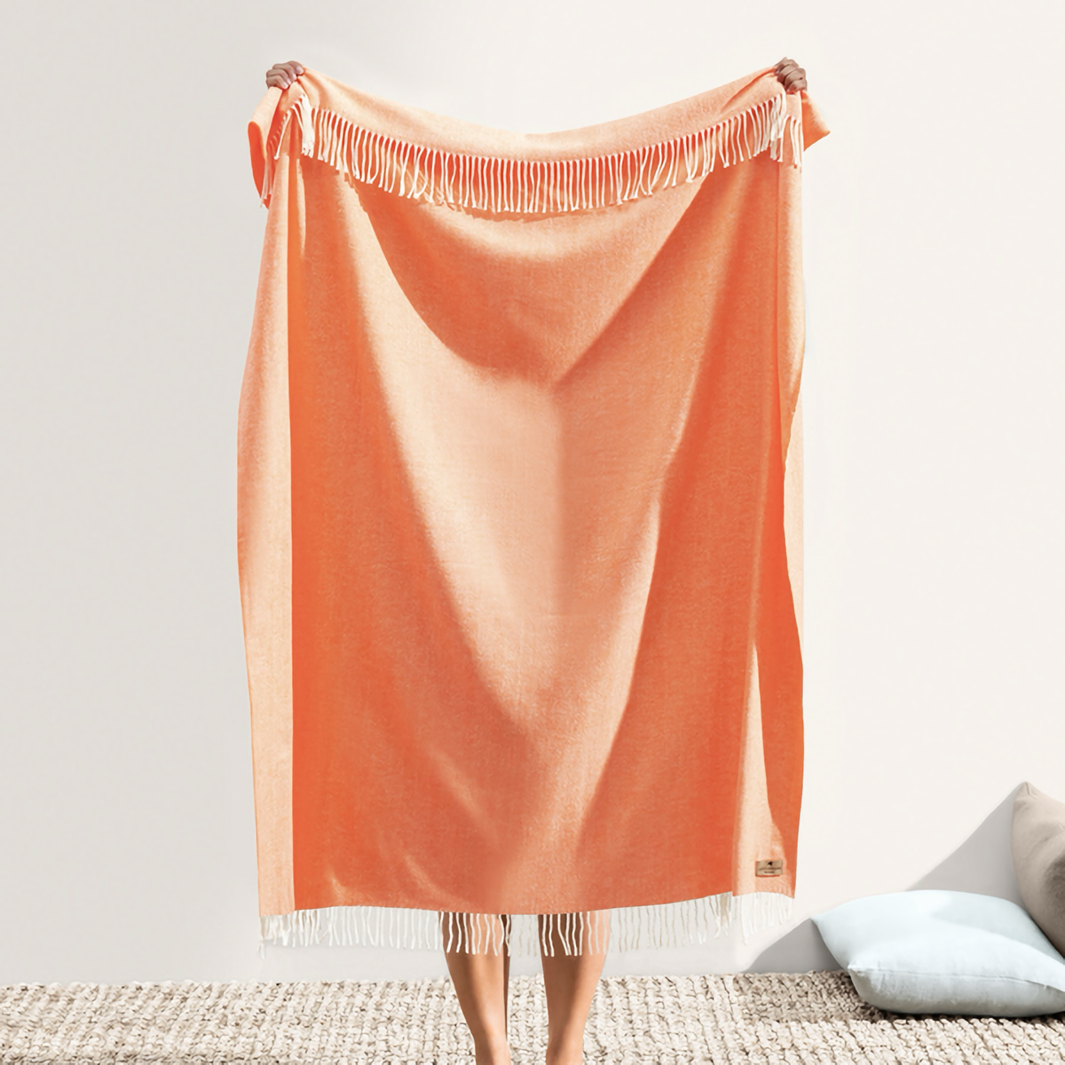 Hanging Lands Downunder Italian Herringbone Throw in Papaya Color