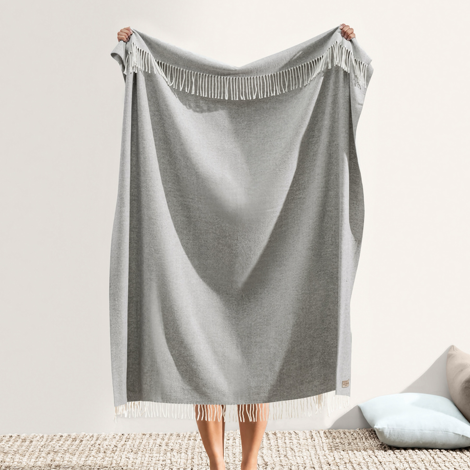 Lands Downunder Italian Herringbone Throw in Pebble Color