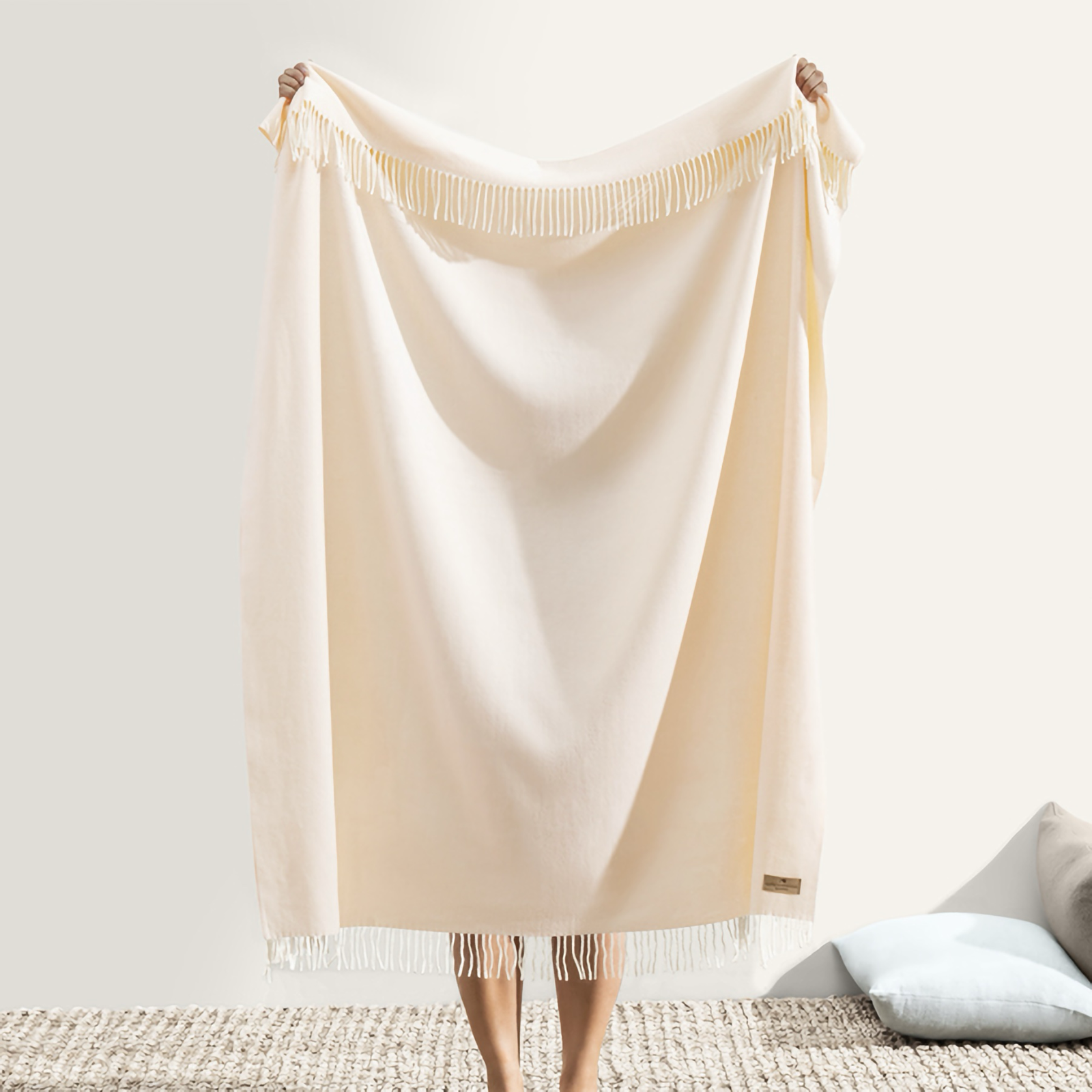 Lands Downunder Italian Herringbone Throw in Pink Salt Color