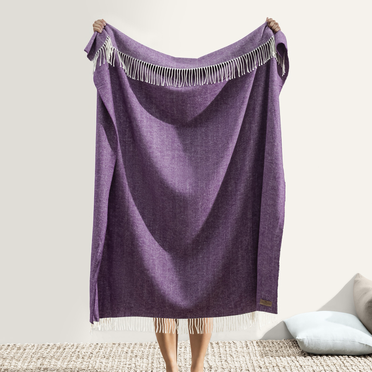 Hanging Lands Downunder Italian Herringbone Throw in Plum Color