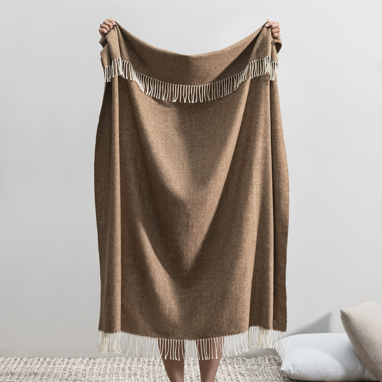 Lands Downunder Italian Herringbone Throw in Saddle Color