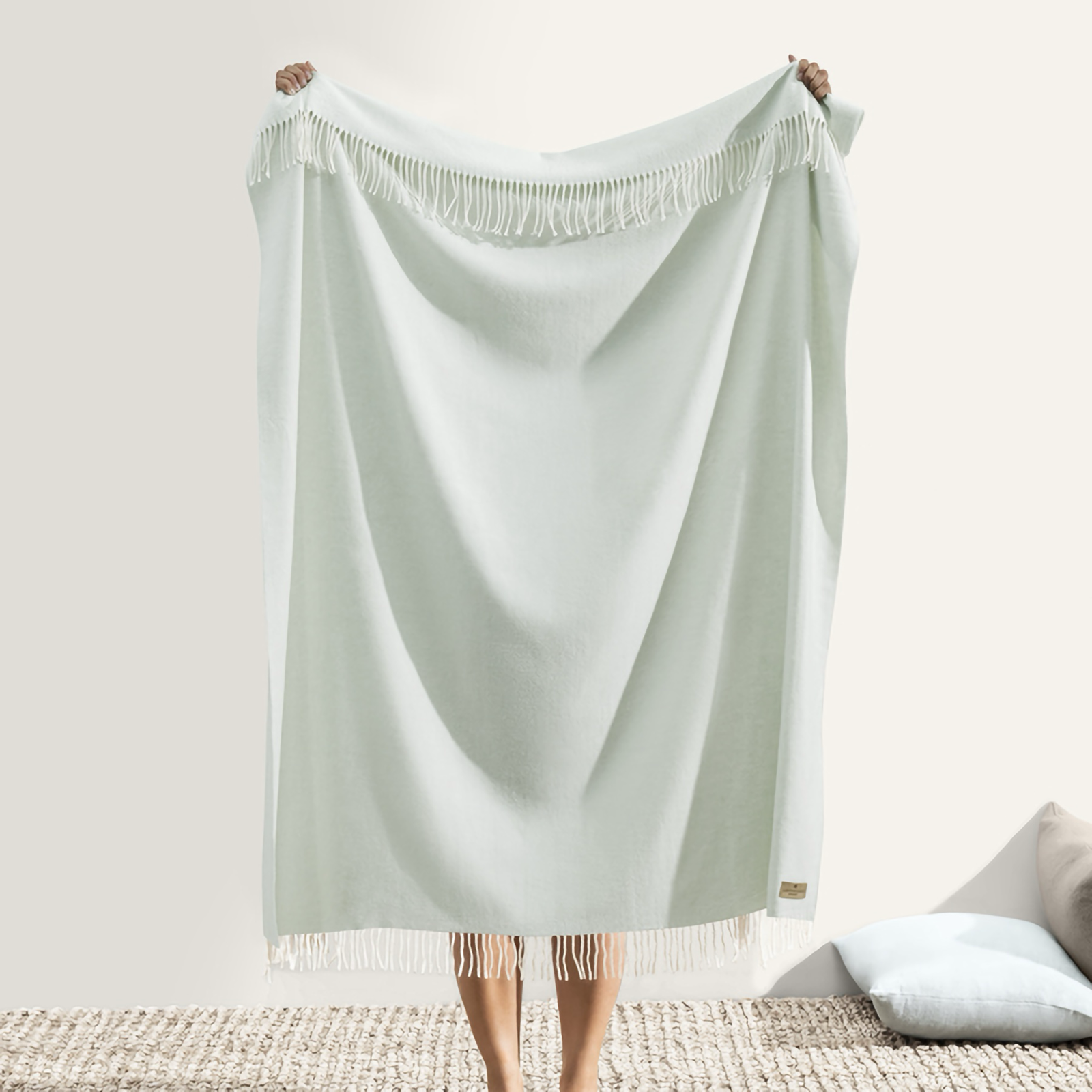 Lands Downunder Italian Herringbone Throw in Seaglass Color