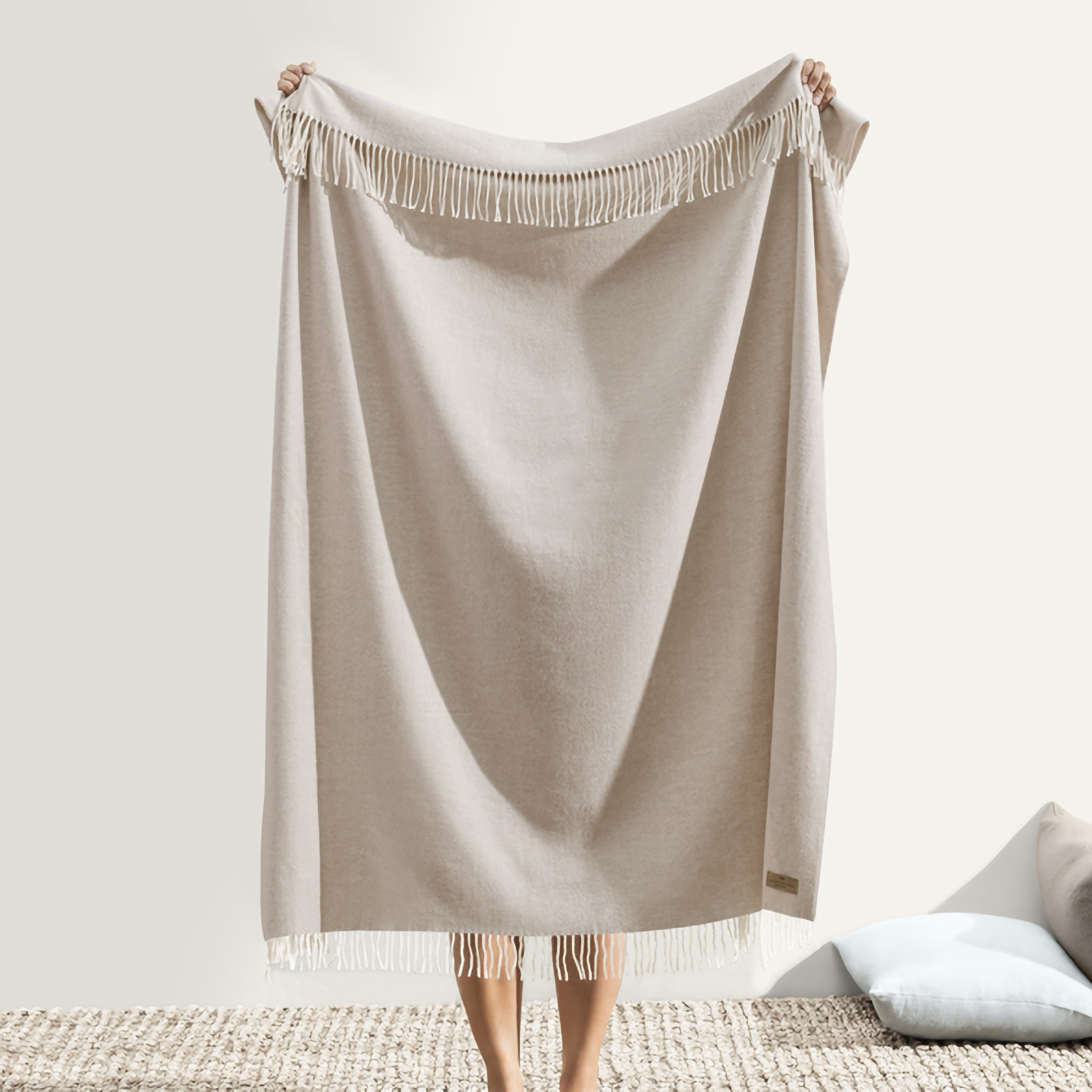 Lands Downunder Italian Herringbone Throw in Smokey Mauve Color