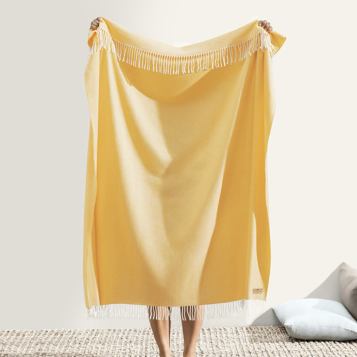 Hanging Lands Downunder Italian Herringbone Throw in Sunflower Color