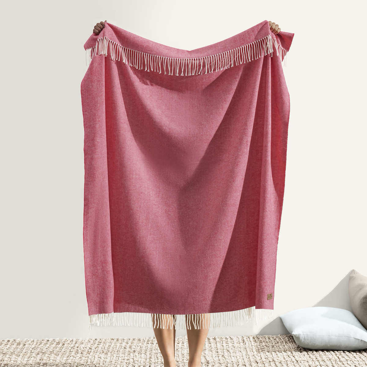 Hanging Lands Downunder Italian Herringbone Throw in Tea Rose Color