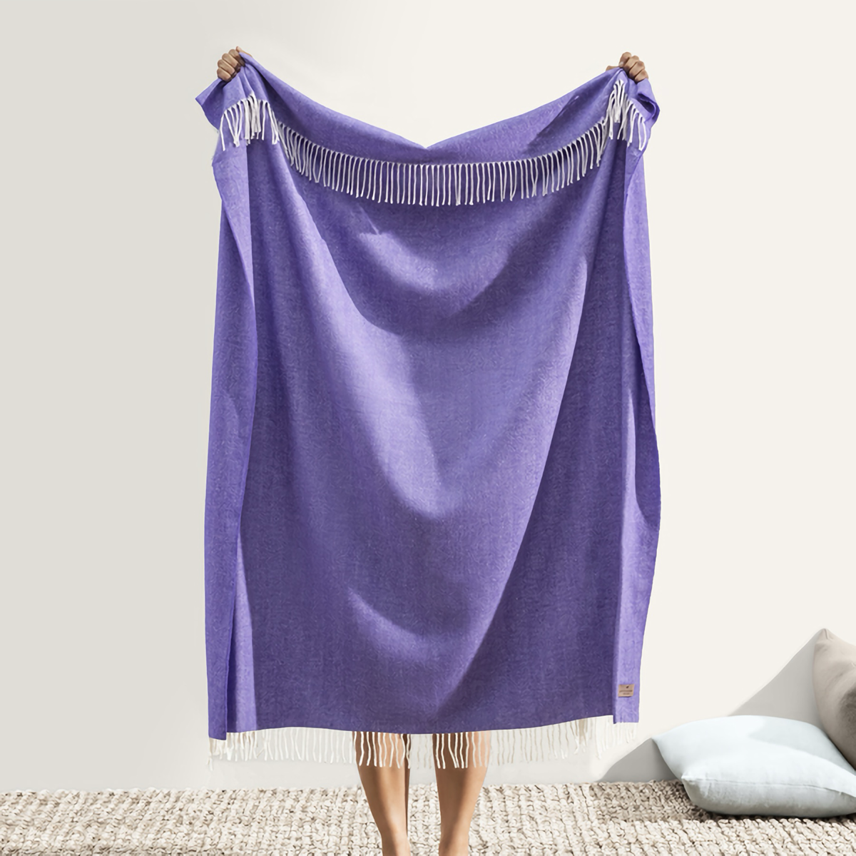 Hanging Lands Downunder Italian Herringbone Throw in Wisteria Color