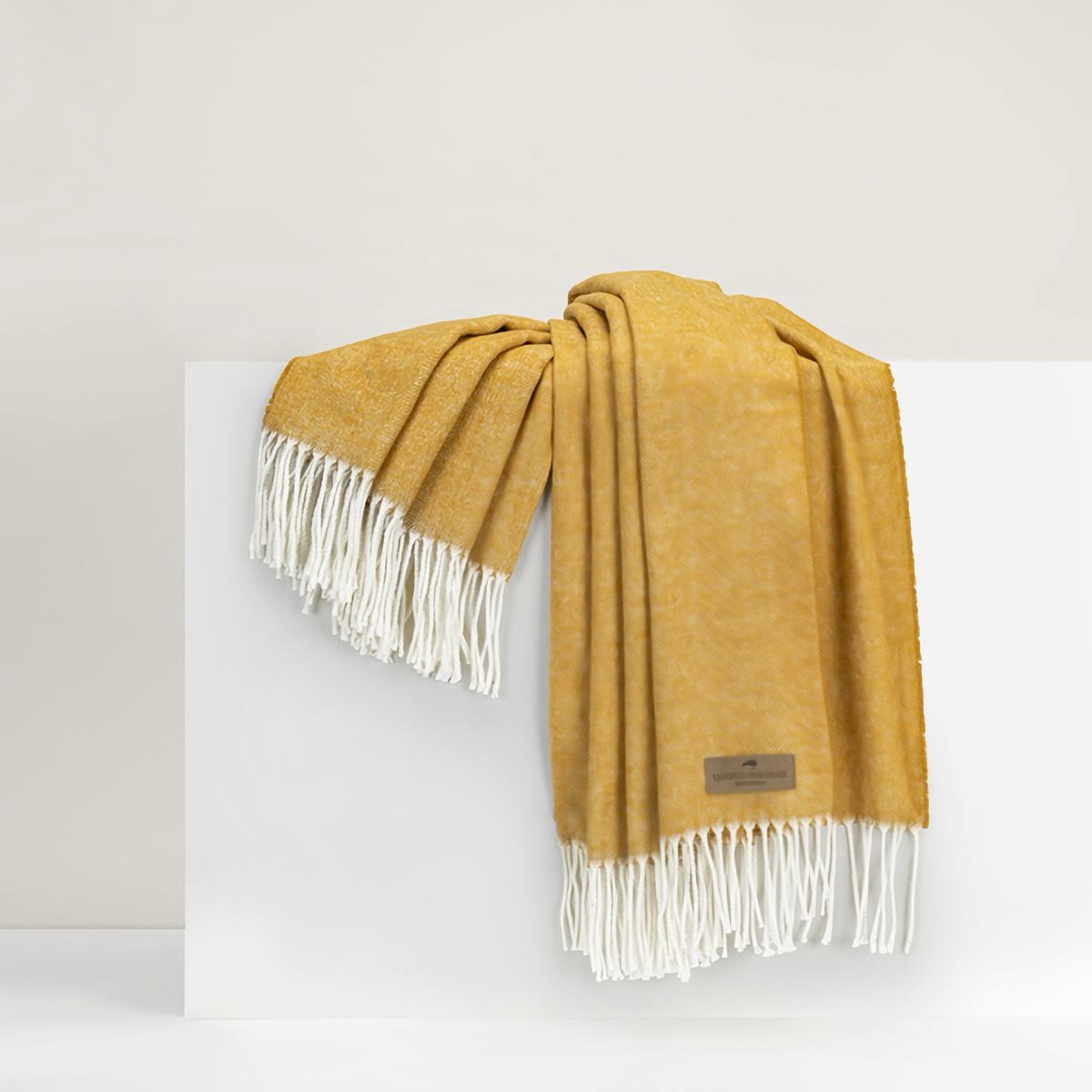 Lands Downunder Italian Herringbone Throw in Ochre Color