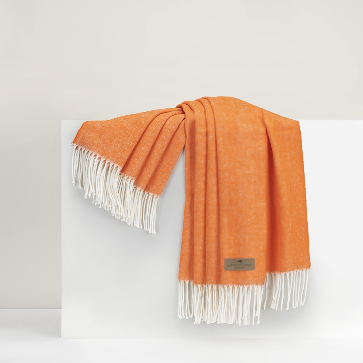 Lands Downunder Italian Herringbone Throw in Tangerine Color