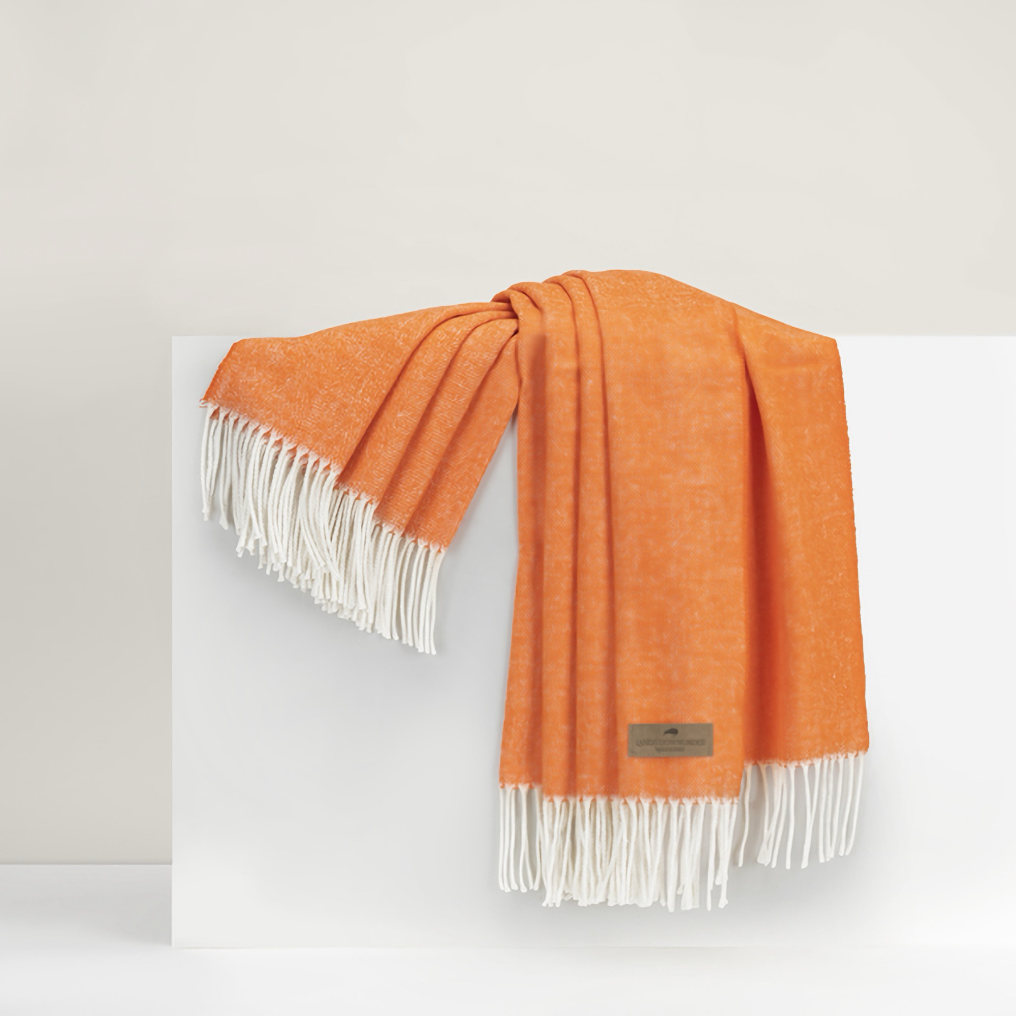 Lands Downunder Italian Herringbone Throw in Tangerine Color