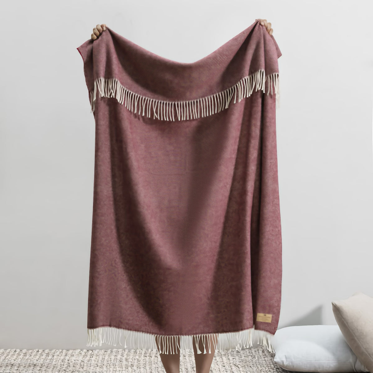 Hanging Lands Downunder Juno Cashmere Throw in Bordeaux color