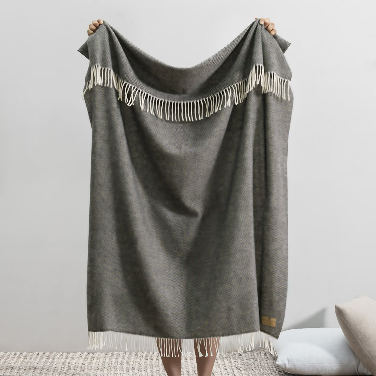 Hanging Lands Downunder Juno Cashmere Throw in Charcoal color
