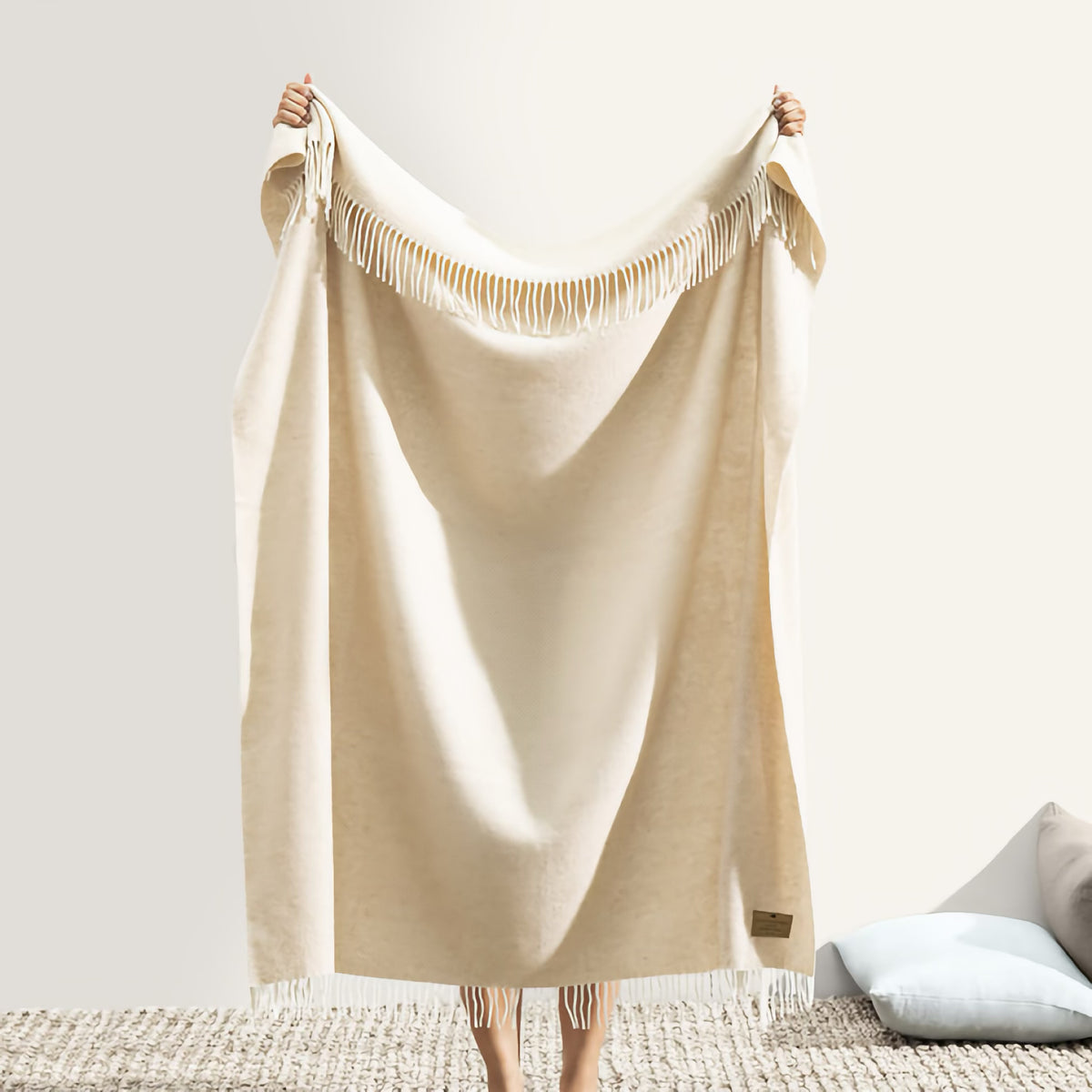 Hanging Lands Downunder Juno Cashmere Throw in Sand color