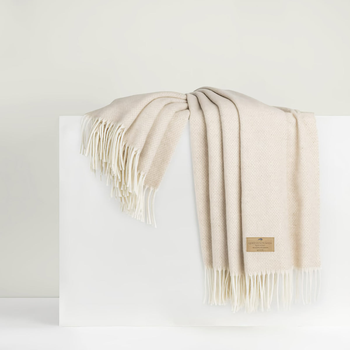 Lands Downunder Juno Cashmere Throw in Sand color