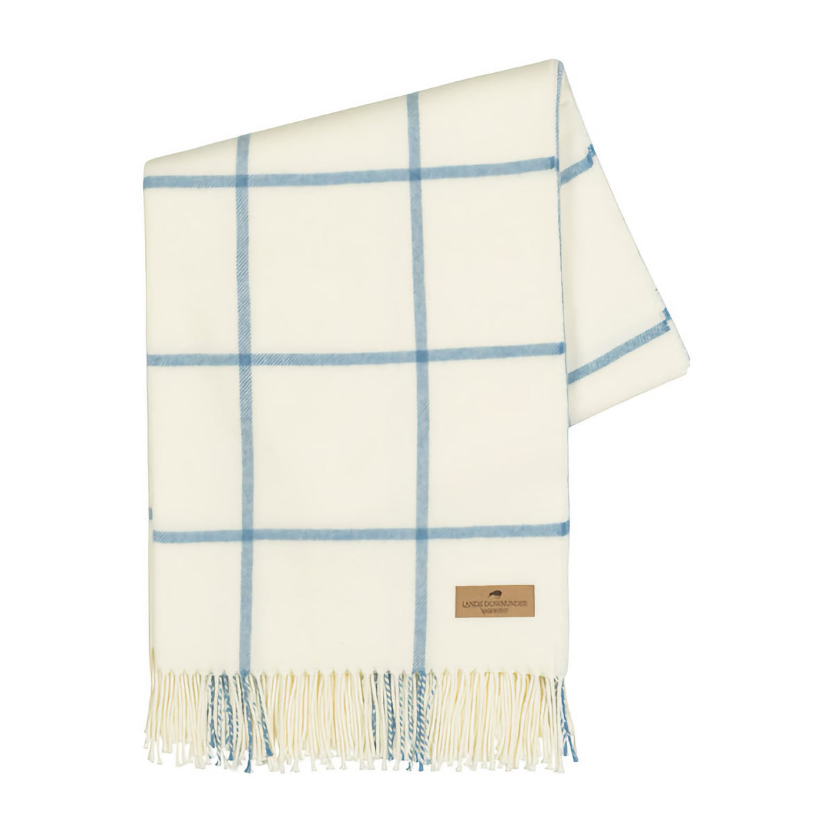 Folded Lands Downunder Lexington Plaid Throw in Blue Denim color